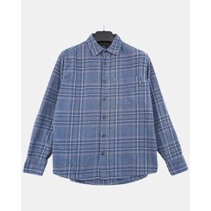 Eddie Bauer Plaid Flannel Shirt Men's M Blue Cotton Button Up